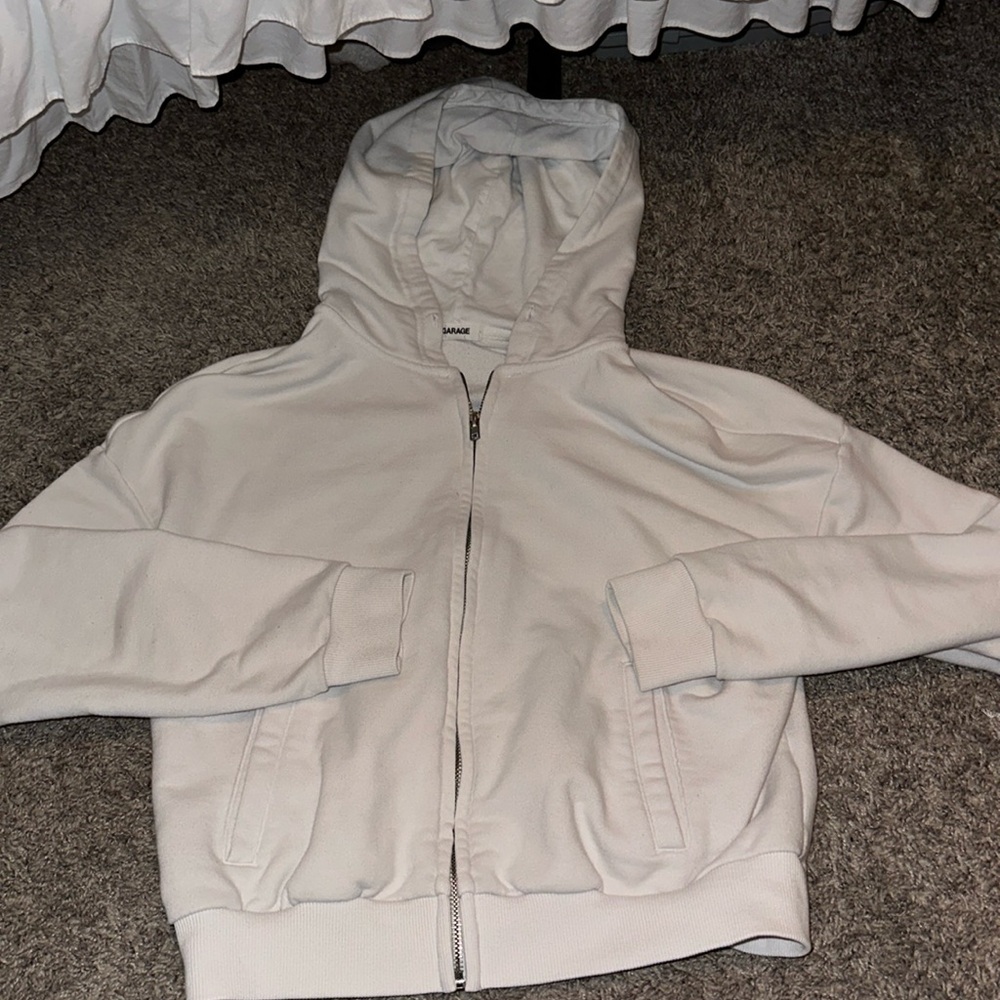 White, Garage Crop Zipup Size Medium